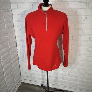 Eddie Bauer Ladies Size Large Red 1/4 Zipper Fleece Pullover